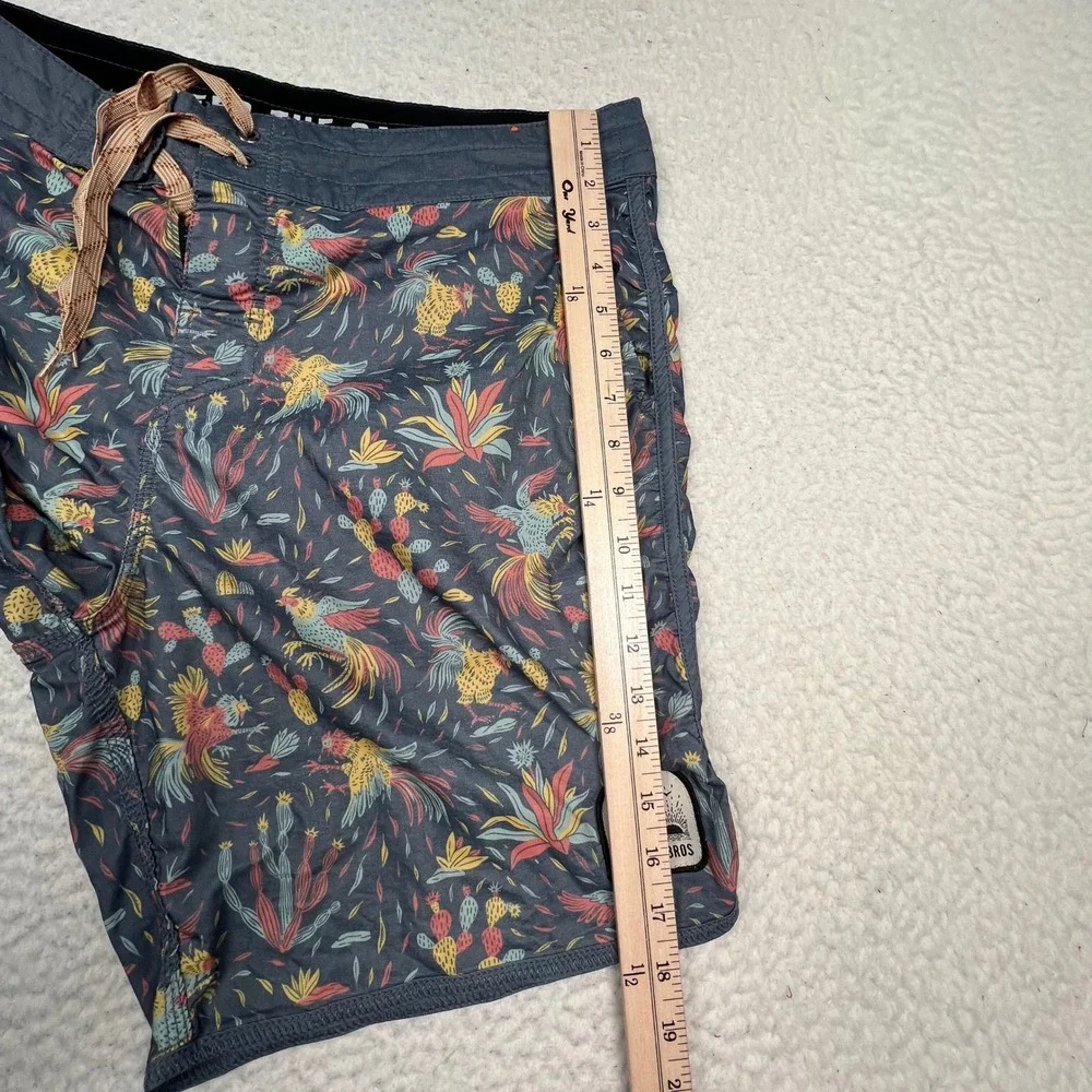 Howler Bros Board Shorts Mens 34 Blue Rooster Cactus Print Swim Trunks
